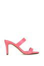 Pink 'Wolf' Round Toe Double Strap Stiletto High Heel Mule Sandals, Image 1 of 5