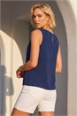 Navy  Hardware Trim Drape Top, Image 3 of 4