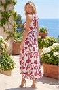 Red Floral Jacquard Halter Neck Dress, Image 3 of 4