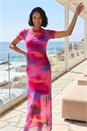 Pink Dusk Blurred Mesh Maxi Dress, Image 3 of 4
