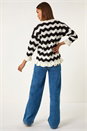 Black Wave Stitch Hem Knit Jumper, Image 3 of 5
