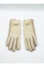 Beige Crochet Gloves With Pom Pom, Image 3 of 6