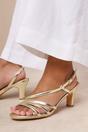 Gold 'Mykonos' Mutli Strap Slingback Low Block Heel, Image 4 of 4