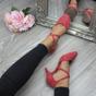 Coral AJVANI Coral Mid Heel Crossed Straps Court Shoes, Image 5 of 6