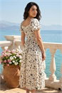 Ivory  Dusk Floral Puff Sleeve Midi Dress, Image 3 of 4