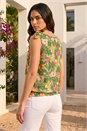 Green Floral Print Bow Detail Top, Image 3 of 4