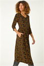 Amber Floral Print Button Detail Midi Dress, Image 4 of 5