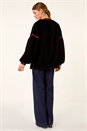 Black Floral Embroidered Velvet Trophy Jacket, Image 3 of 7
