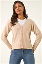 Beige Buttoned Soft Knit Cardigan, Image 1 of 5