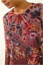 Chocolate Floral Print Mesh Top, Image 5 of 5