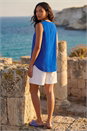 Royal Blue Curved Hem Vest Top, Image 3 of 4