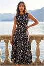 Black Brush Stroke Panel Midi Dress, Image 1 of 4