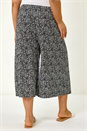 Black Curve Abstract Print Culottes, Image 3 of 5