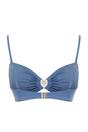 Blue WOVCOR Blue Ruched Bandeau Bikini Top with Ring Detail, Image 4 of 5