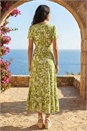 Lime Floral Print Button Detail Maxi Dress, Image 3 of 4