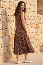 Chocolate Brush Stroke Panel Midi Dress, Image 3 of 4