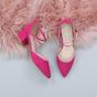 Fuchsia AJVANI Fuchsia Mid Block Heel Crossed Strap Pointed Toe 2 Part Heels, Image 4 of 6