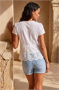 White Cotton Embroidered Crinkle Blouse, Image 3 of 4