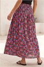 Red Petite Floral Print Shirred Midi Skirt, Image 4 of 5