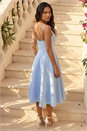 Light Blue  Twist Front Prom Midi Dress, Image 3 of 4