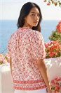 CORAL Petite Floral Border V-Neck Top, Image 3 of 4