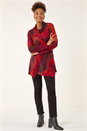 Red Zebra Print Burnout Tunic Top, Image 2 of 5