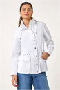 White Buttoned Stretch Safari Jacket, Image 7 of 7