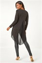Gold Metallic Print Chiffon Hem Stretch Top, Image 1 of 5