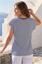 Navy  Petite Stripe V-Neck T-Shirt , Image 3 of 4