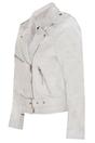White Womens Leather Biker Jacket - Mansfield, Image 2 of 4