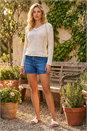 Ivory  Scallop V-Neck Knit Jumper, Image 2 of 4