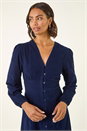 Navy  Corduroy Button Down Midi Dress, Image 4 of 5