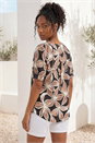 Mocha Floral Print Top, Image 3 of 4
