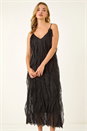 Black Dusk Frill Stretch Maxi Dress, Image 3 of 8