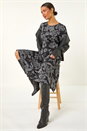 Black Floral A-Line Midi Dress, Image 1 of 5