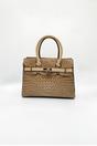 Beige Crocodile-Print Handbag, Image 2 of 5