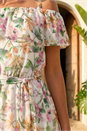 Cream  Floral Print Bardot Midi Dress, Image 4 of 4