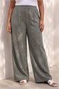 Dark Grey Curve Pinstripe Elastic Waist Trouser , Image 1 of 4