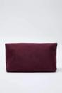 Burgundy WOVCOR Burgundy Soft Suede Foldover Clutch Bag, Image 4 of 4
