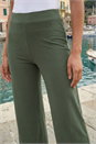 Khaki Elastic Waist Wide Leg Stretch Trousers, Image 4 of 4