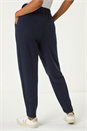 Navy  Petite Ribbed Jogger Trouser, Image 3 of 5