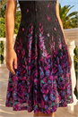 Pink Leaf Print Lace Stretch Dress , Image 4 of 4