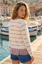 Ivory  Fringe Light Knit Cardigan, Image 3 of 4