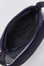 Navy WOVCOR Navy Woven Panel Shoulder Bag with Gold Hardware, Image 3 of 4