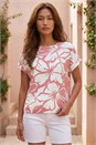 Pink Floral Print Jersey Back Top, Image 1 of 4