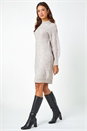 Natural  Cable Knit Jumper Stretch Dress, Image 3 of 5