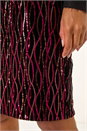 Fuchsia Velvet Sequin Detail Pencil Skirt, Image 5 of 5