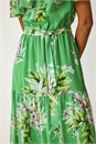 Green Floral Bardot Belted Maxi Dress, Image 5 of 5