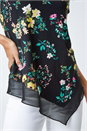 Black Floral Chiffon Hem Stretch Top, Image 5 of 5