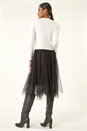 Ivory  Buttoned Knit Mesh Midi Dress, Image 3 of 5